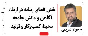 نقش فضای رسانه در ارتقاء آگاهی و دانش جامعه، محیط کسب‌وکار و تولید